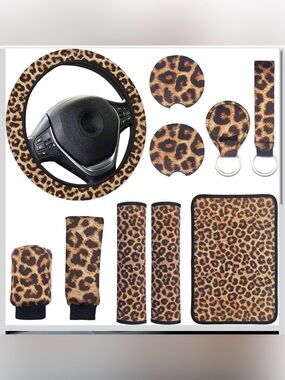Leopard Print Kids Steering Wheel & Accessory Set - Brown